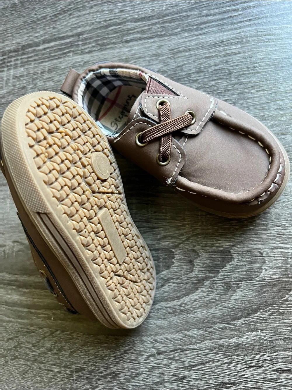 Stepping Stones Toddler Boat Shoes Size 4 Brown Casual Dress Shoes